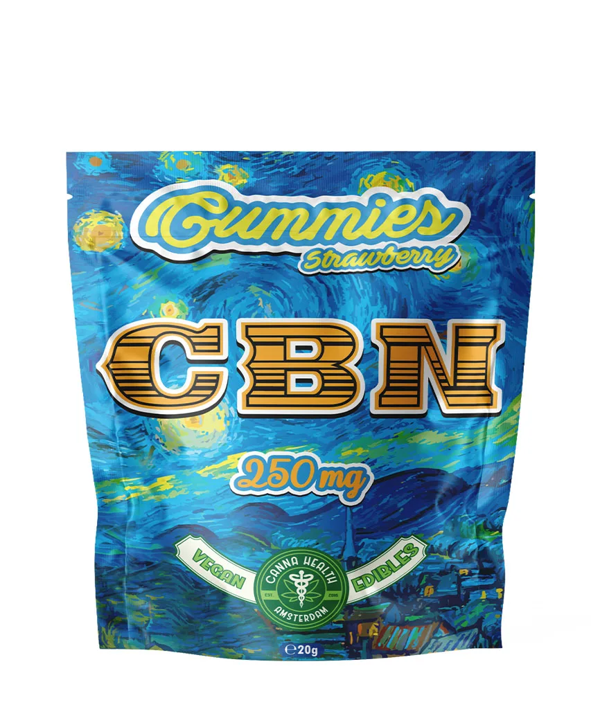 VEGAN CBN CBD GUMMY: Strawberry 200 mg CBN - 50 mg CBD VEGAN CBN GUMMY: STRAWBERRY 250 mg CBN - Image 1