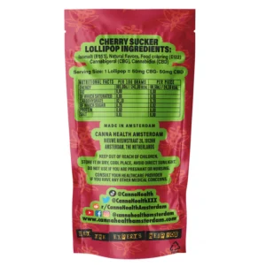 CBG - CBD LOLLIPOP - SUCKER: Cherry - 50 mg CBG, 50 mg CBD - Image 2