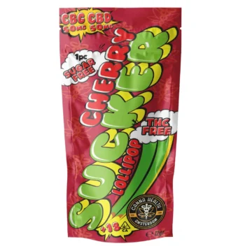 CBG - CBD LOLLIPOP - SUCKER: Cherry - 50 mg CBG, 50 mg CBD