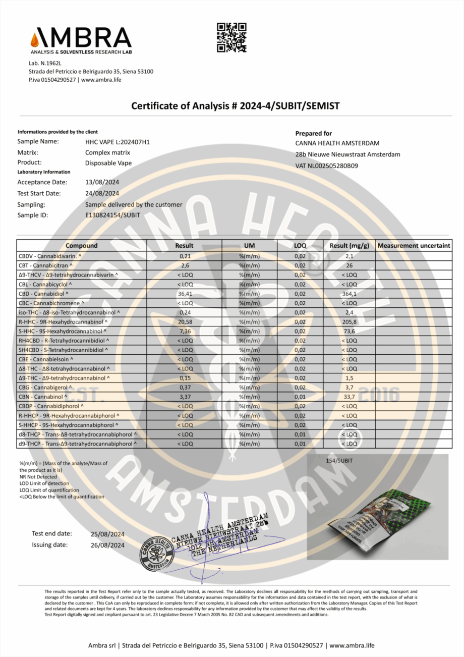 HHC Vape Cartridge: Άγευστο – 1ml - Image 2