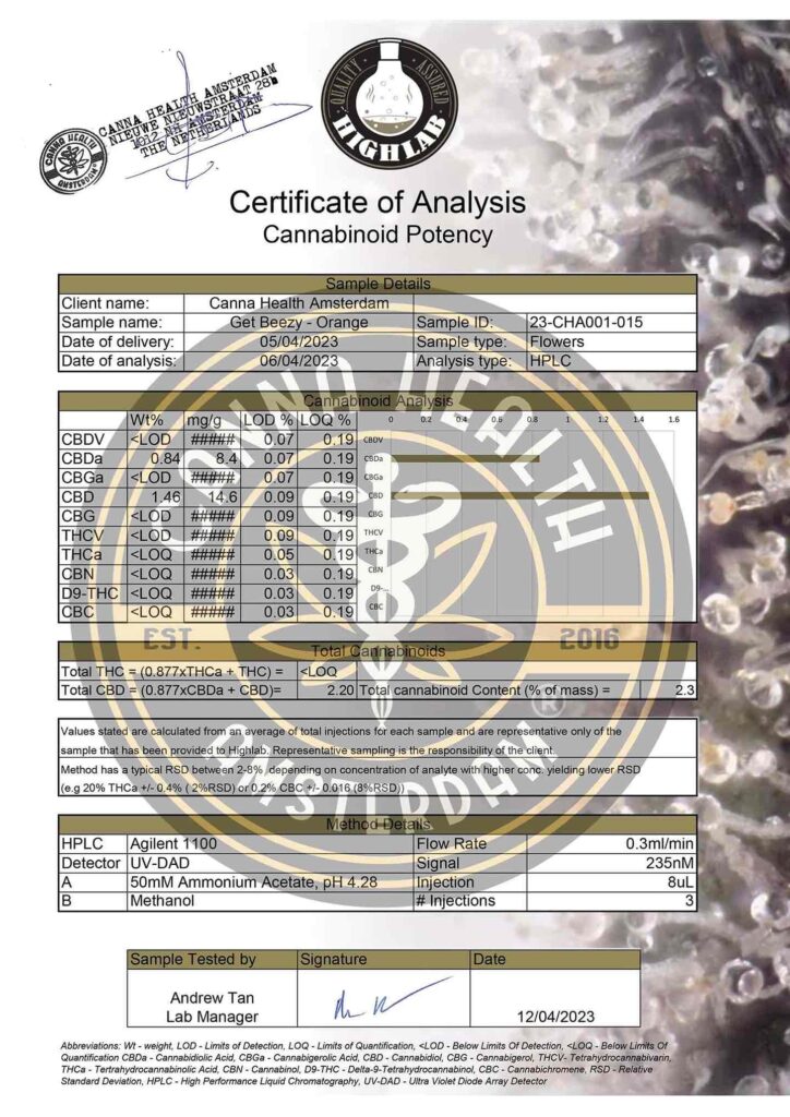 Get Beezy Orange - COA