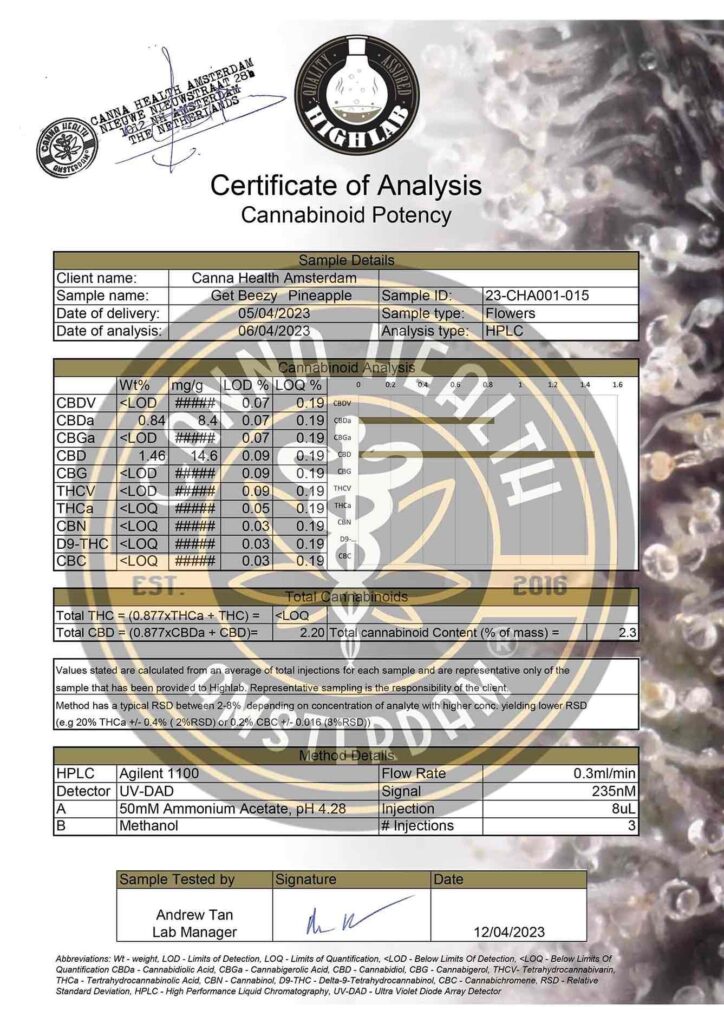 Get Beezy Pineapple - COA