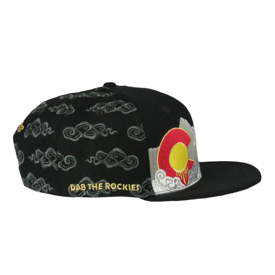 Dabroots Clouds Allover Black Snapback Hat - Image 4