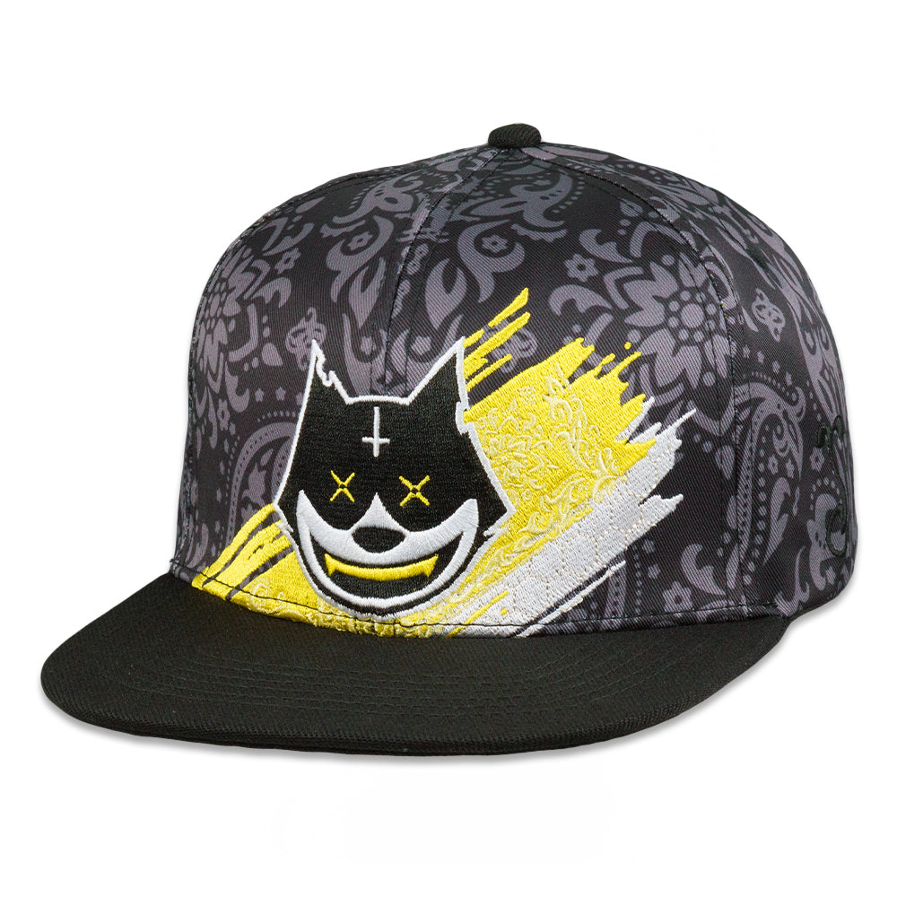 Grassrootsclothing668c5d58b7bbd6668c5d58b7e29.11638919668c5d58b7e29 Stylust Paisley Cat Black Snapback Hat - Image 1