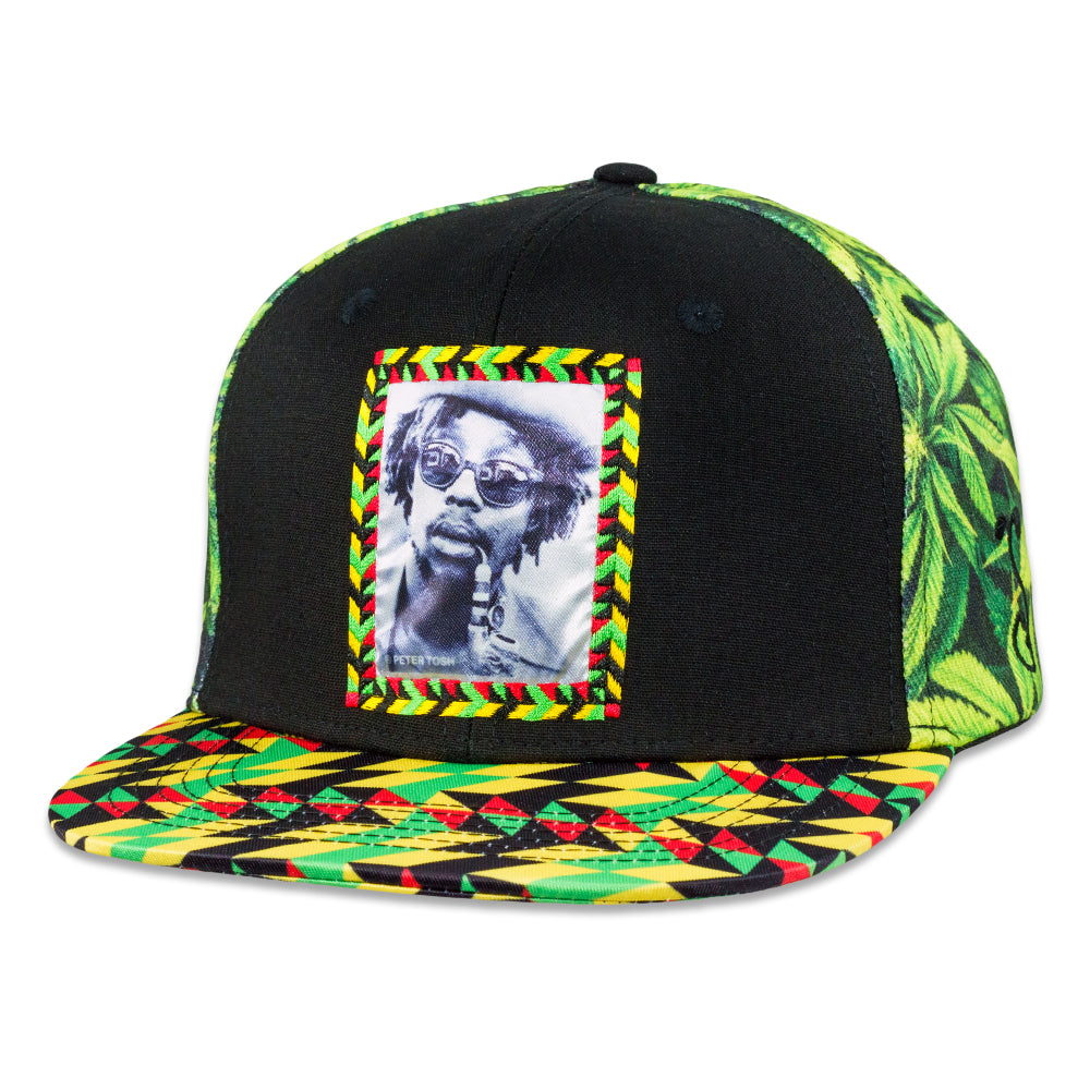 Grassrootsclothing673e1e7f7f9a59673e1e7f7fca9.47678734673e1e7f7fca9 Peter Tosh Leaf Print Snapback Hat - Image 1