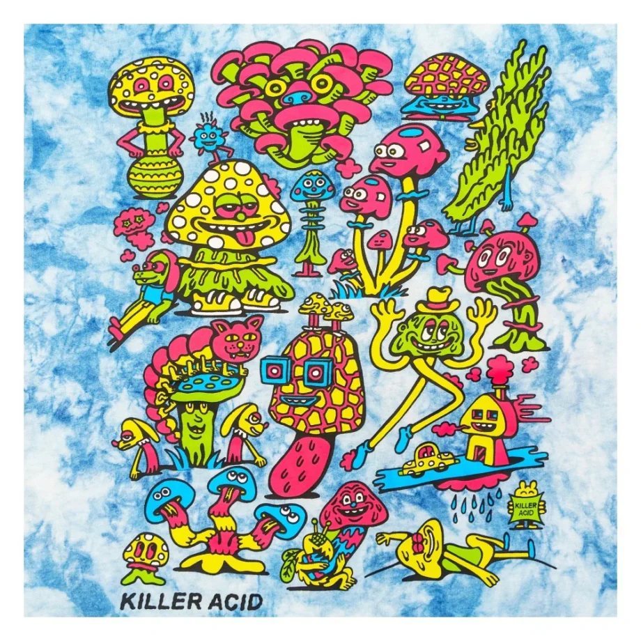 KILLER ACID MUSHROOM BLUE TIE DYE T SHIRT - Image 3