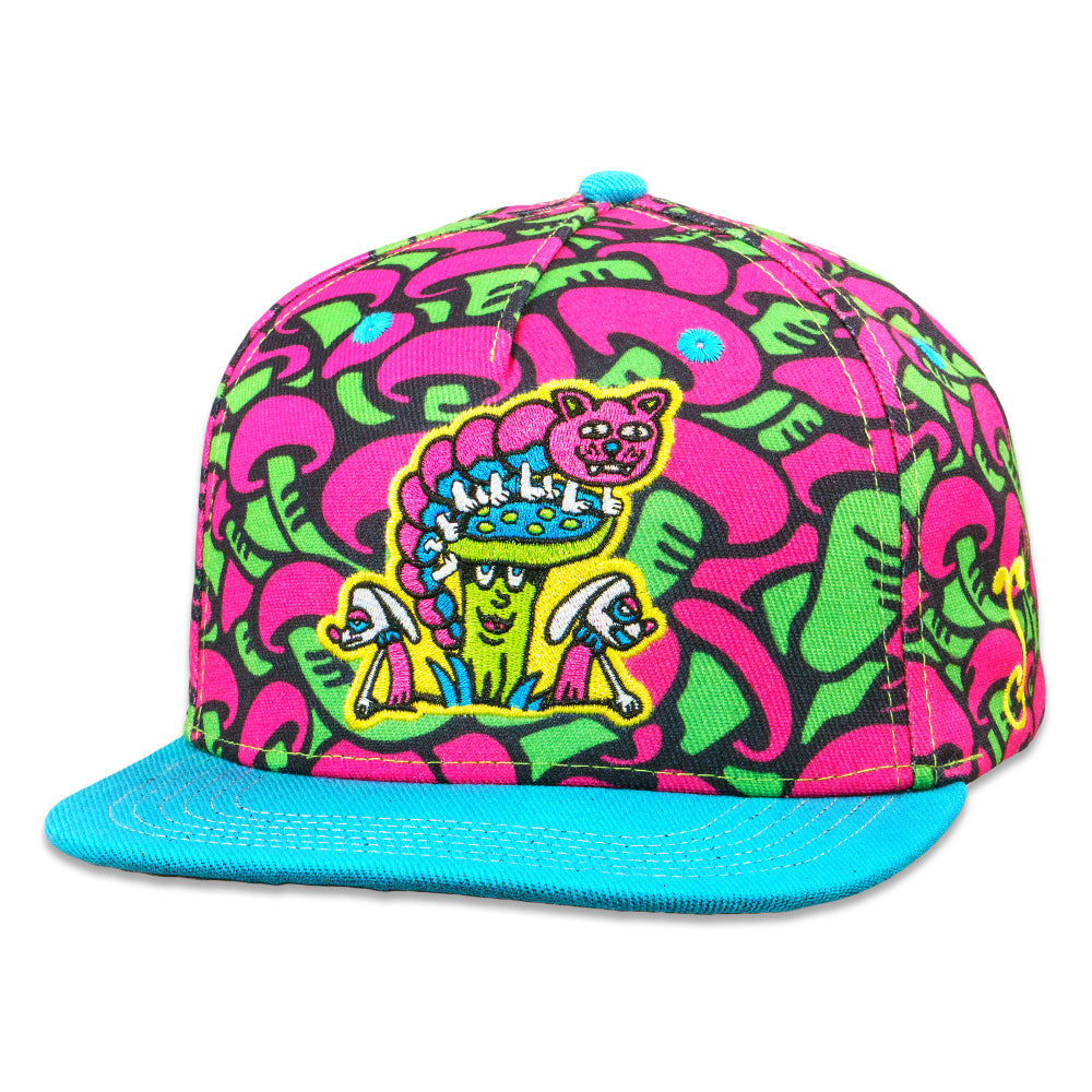 Grassrootsclothing67aa2f705ec89967aa2f705f179.0751689467aa2f705f179 Killer Acid Mushroom Pink Snapback Hat - Image 1