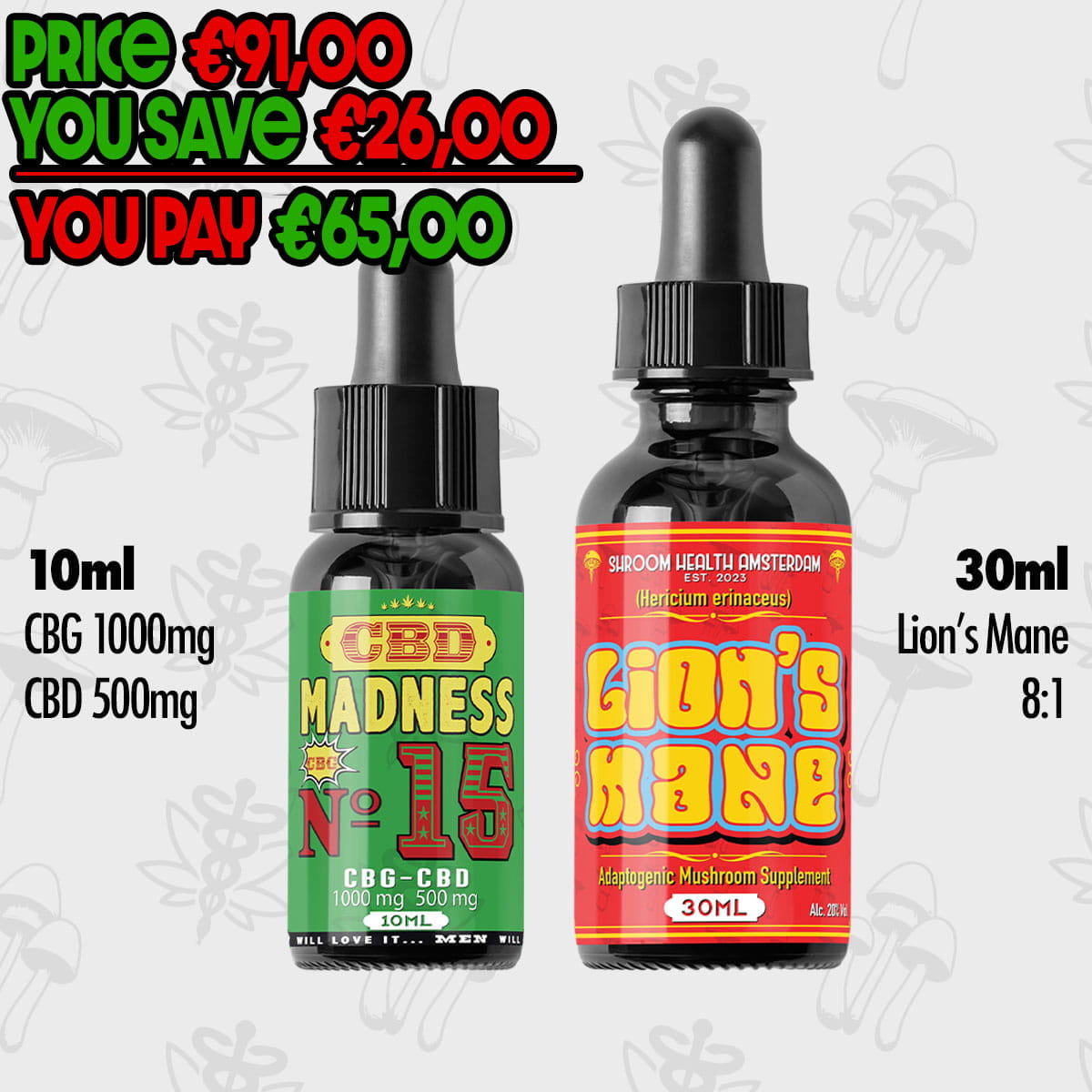 bundles-4 CBG and Lion’s Mane Bundle – CBD Madness No.15 CBG (15%) & Lion’s Mane Tincture - Image 1