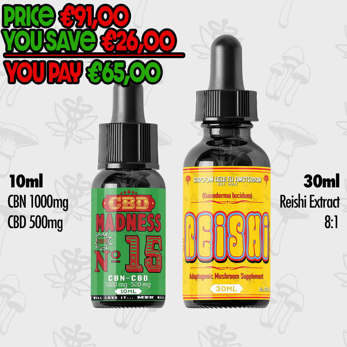 bundles-5 CBN and Reishi Bundle – Reishi Tincture & CBD Madness No.15 (15%) - Image 1