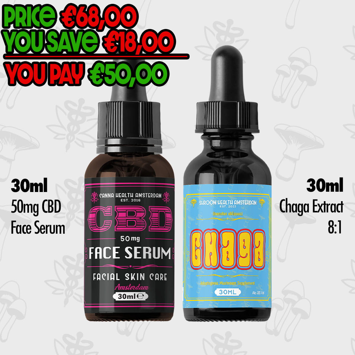 bundles-7 CBD Skincare & Chaga Bundle – CBD Face Serum + Chaga Tincture - Image 1